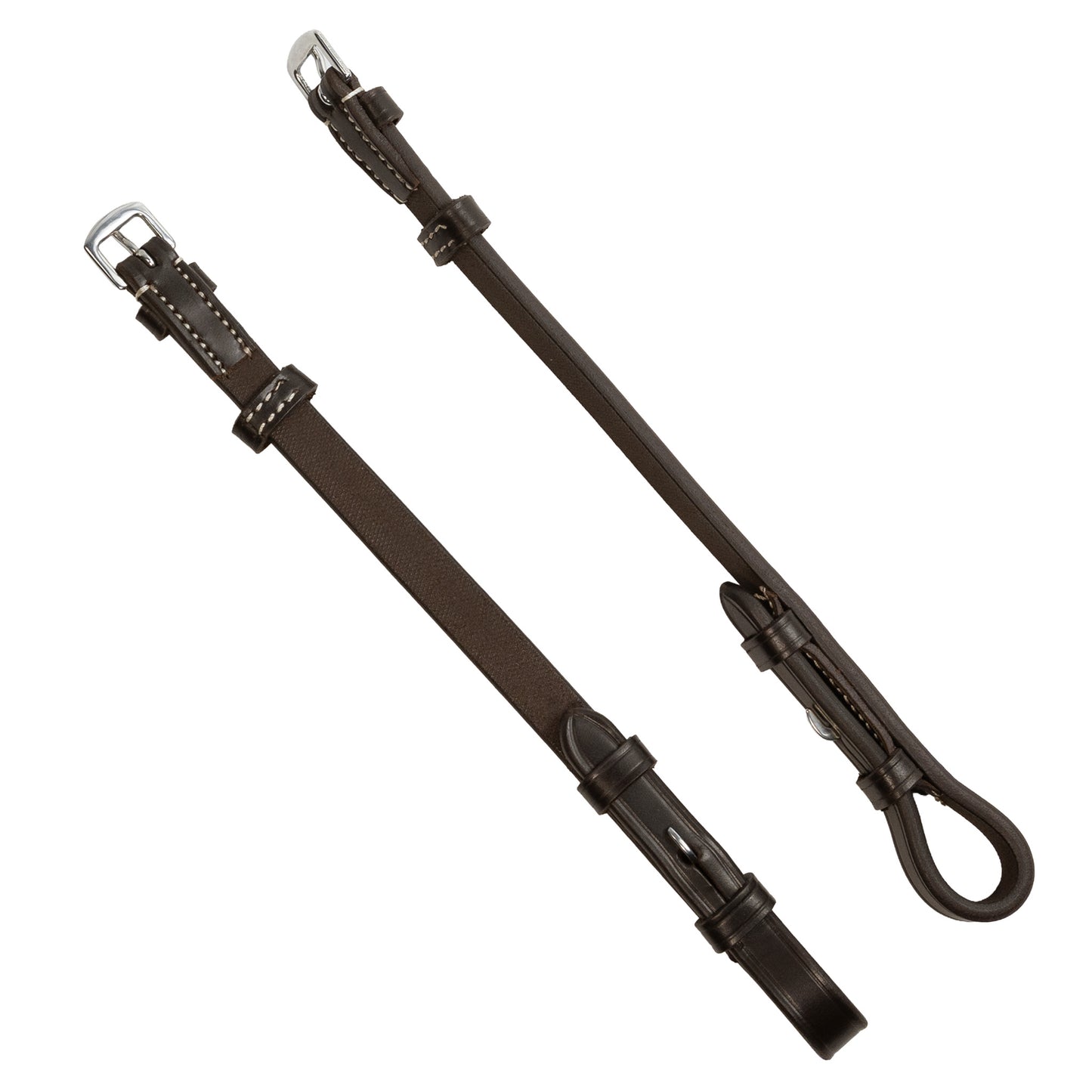 Cheekpieces - Billet - 4/8" Wide - Brown with White Stitching