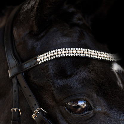 Browband - GLOSS - White Pearl and Clear Crystal - Brown