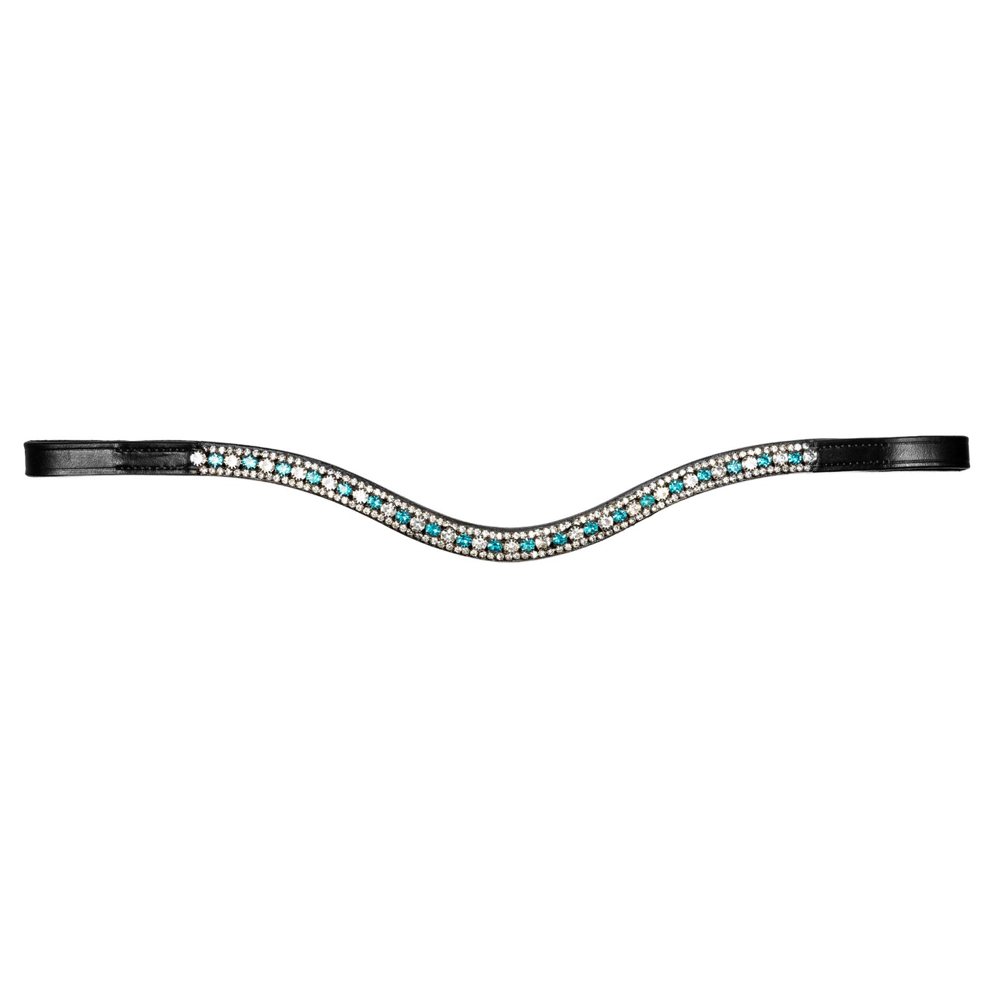 Browband - GLOW - Turquoise and Clear Crystal - Black