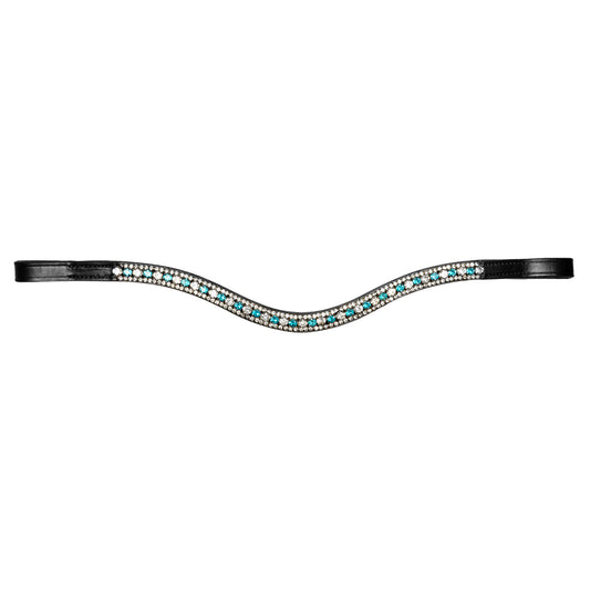 Browband - GLOW - Turquoise and Clear Crystal - Black