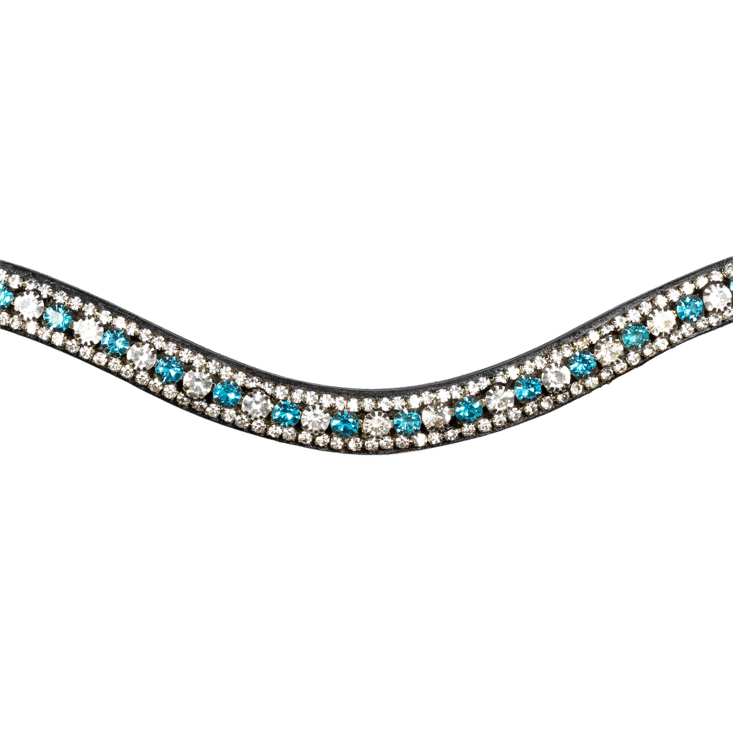 Browband - GLOW - Turquoise and Clear Crystal - Black
