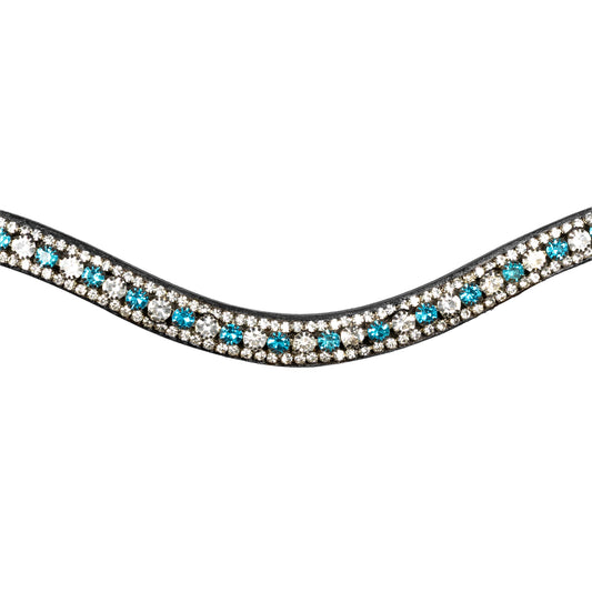 Browband - GLOW - Turquoise and Clear Crystal - Black