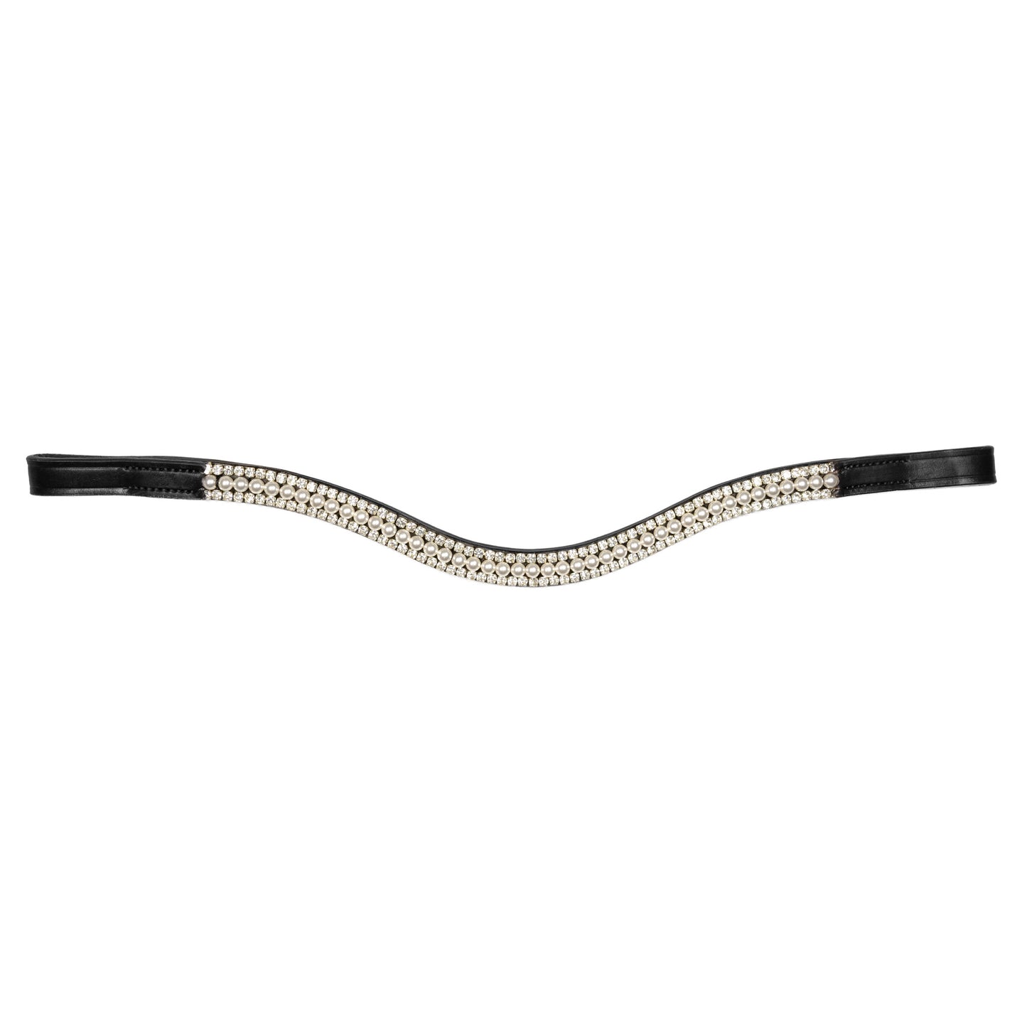 Browband - GLOSS - White Pearl and Clear Crystal - Black