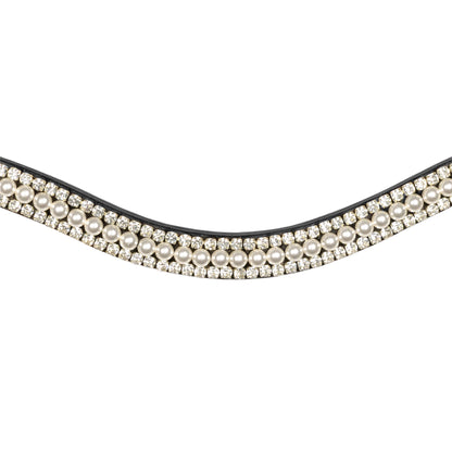 Browband - GLOSS - White Pearl and Clear Crystal - Black