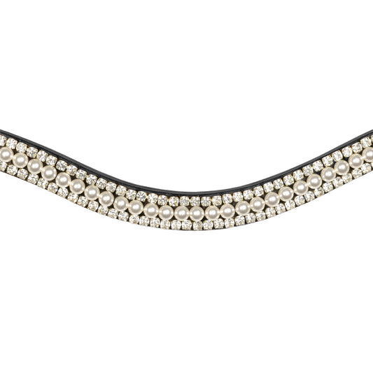 Browband - GLOSS - White Pearl and Clear Crystal - Black