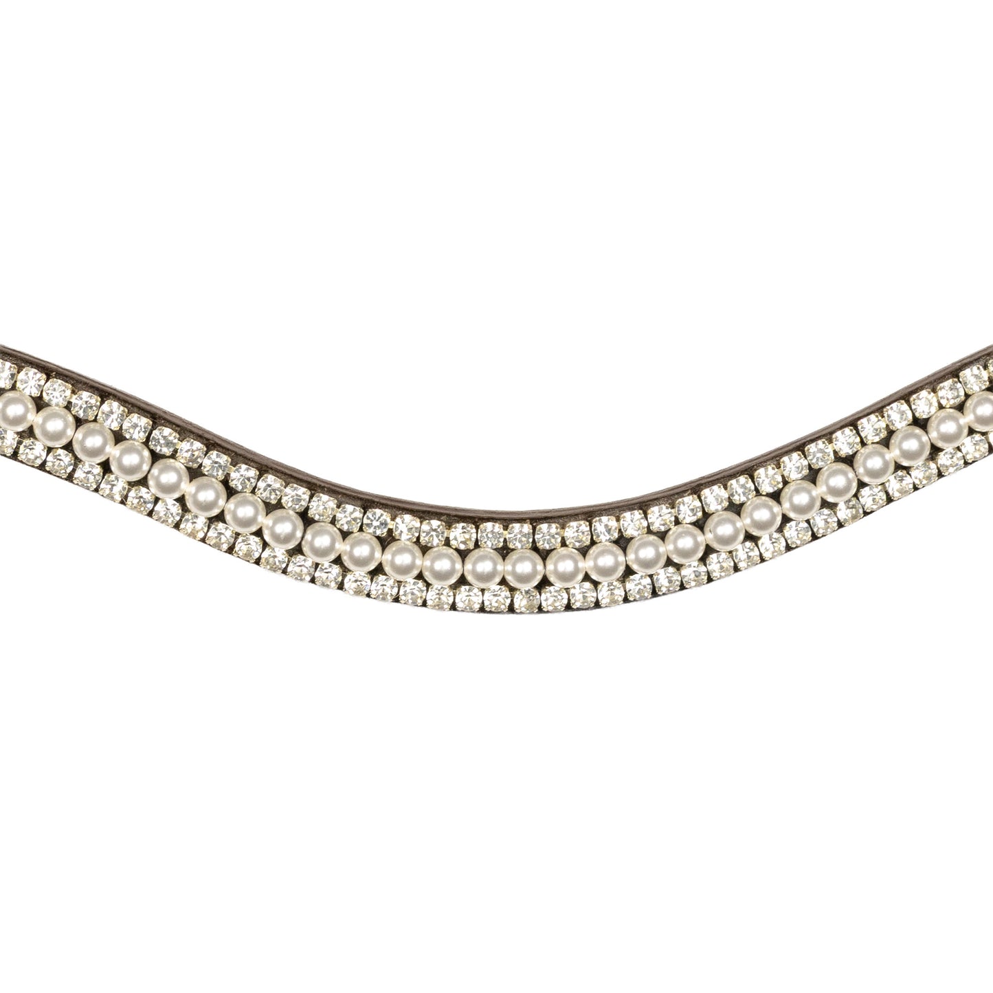 Browband - GLOSS - White Pearl and Clear Crystal - Brown