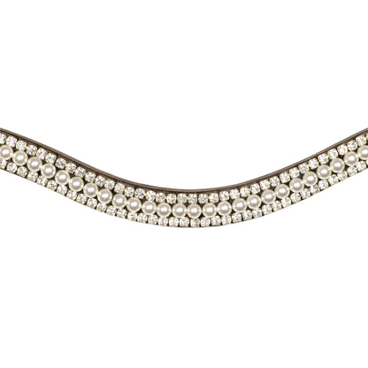 Browband - GLOSS - White Pearl and Clear Crystal - Brown