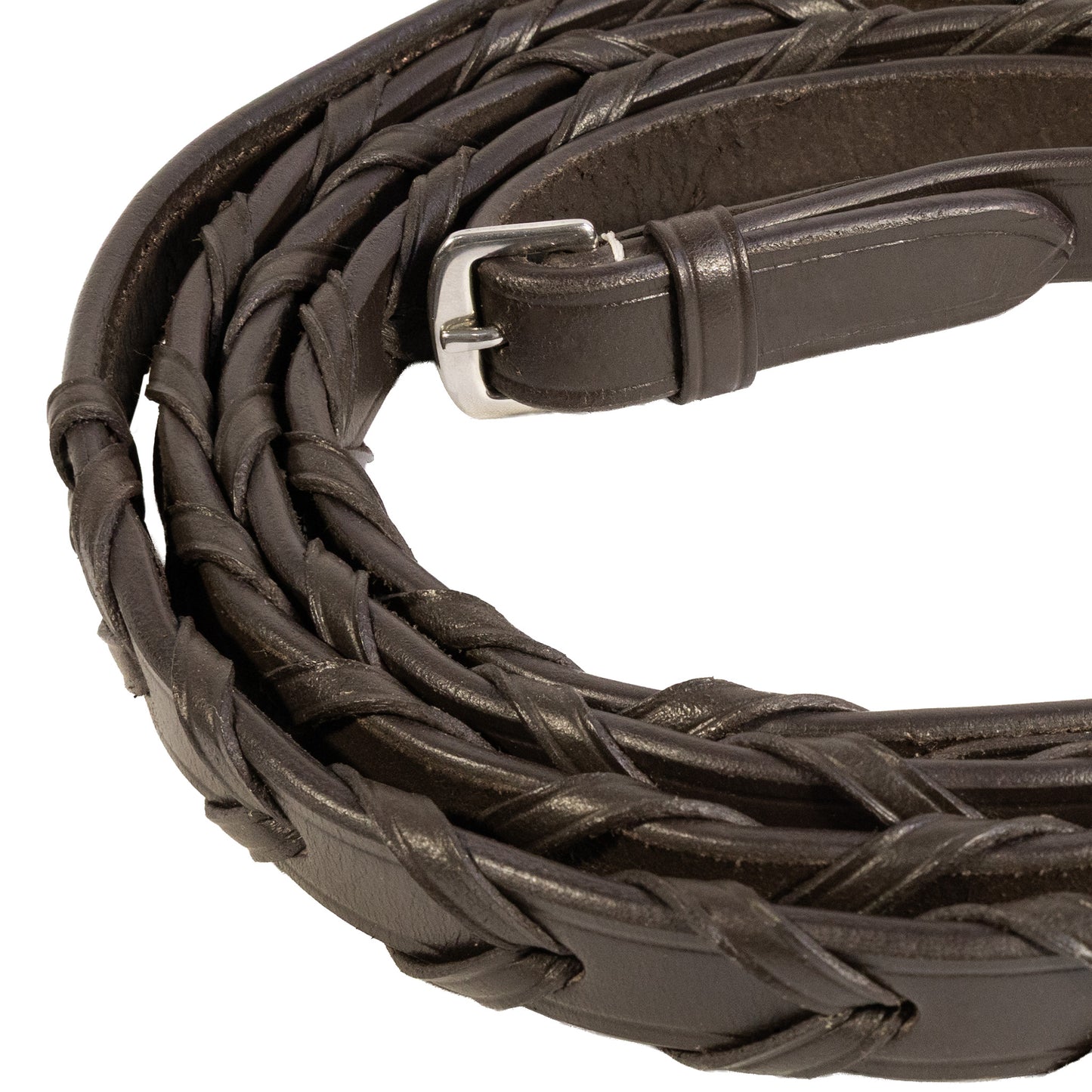 Reins - Laced Leather with Fancy Stitch - Brown