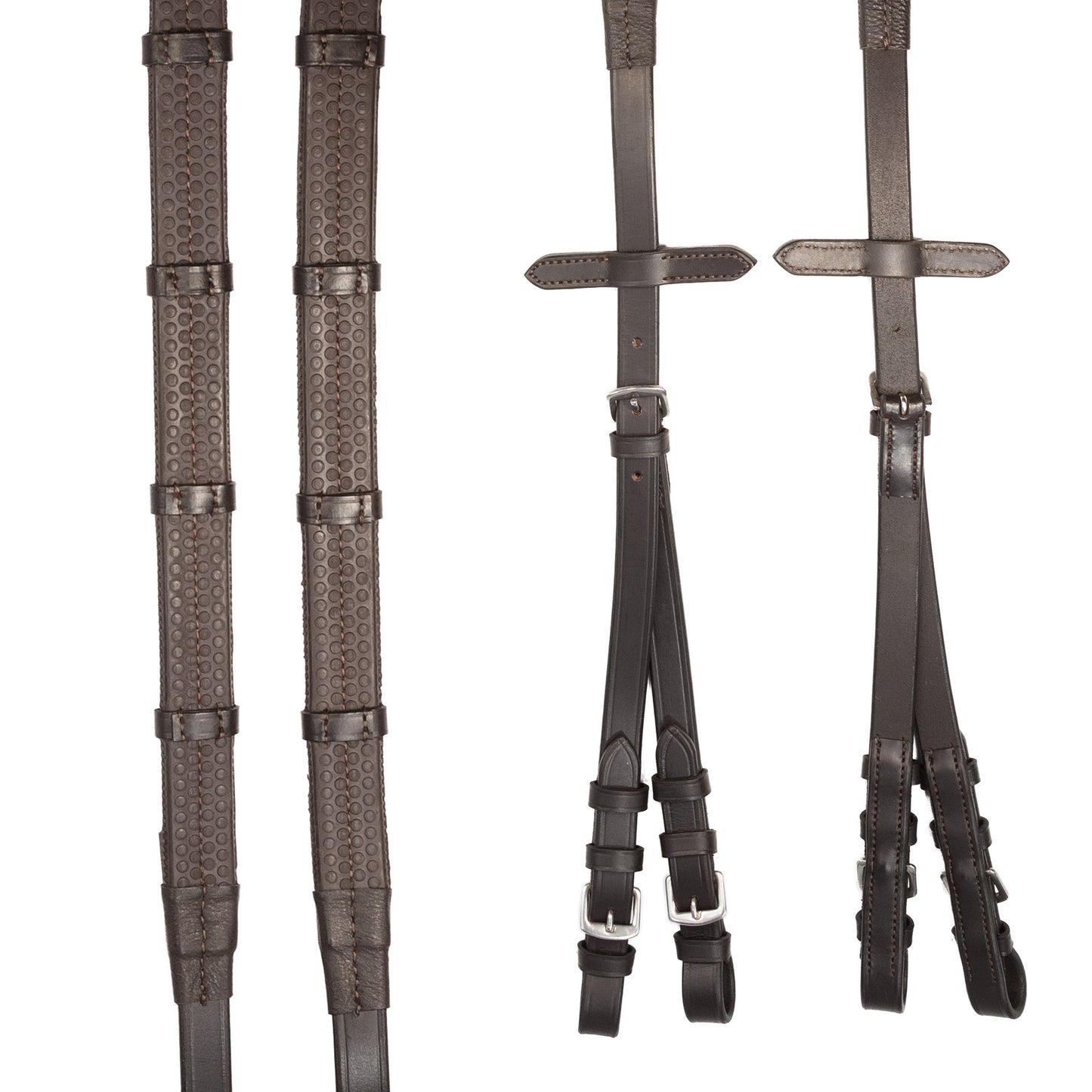 Reins - Rubber Grip Fork / Split - Brown