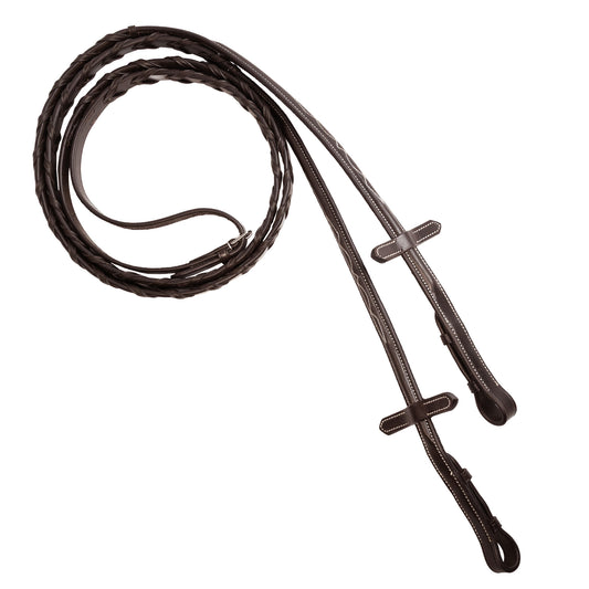 Reins - Laced Leather with Fancy Stitch - Brown