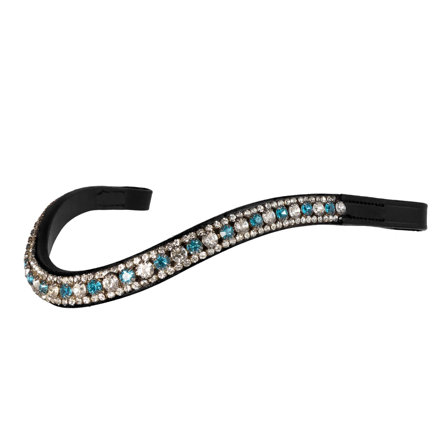 Browband - GLOW - Turquoise and Clear Crystal - Black