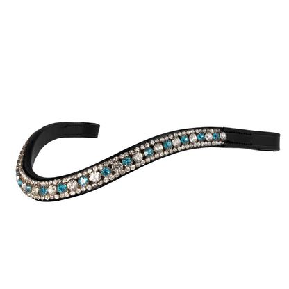 Browband - GLOW - Turquoise and Clear Crystal - Black