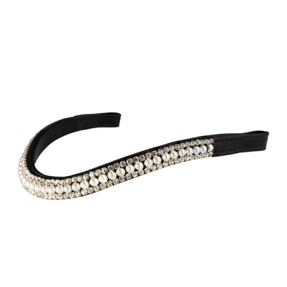 Browband - GLOSS - White Pearl and Clear Crystal - Black