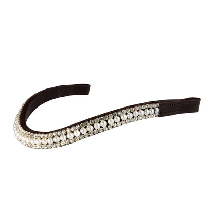 Browband - GLOSS - White Pearl and Clear Crystal - Brown